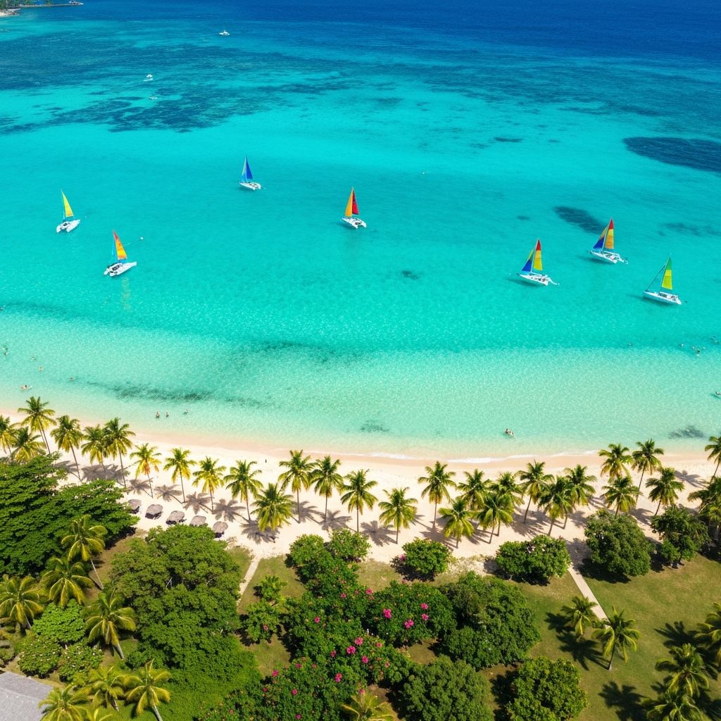 Vista aerea de resort tropical con infraestructura hotelera moderna