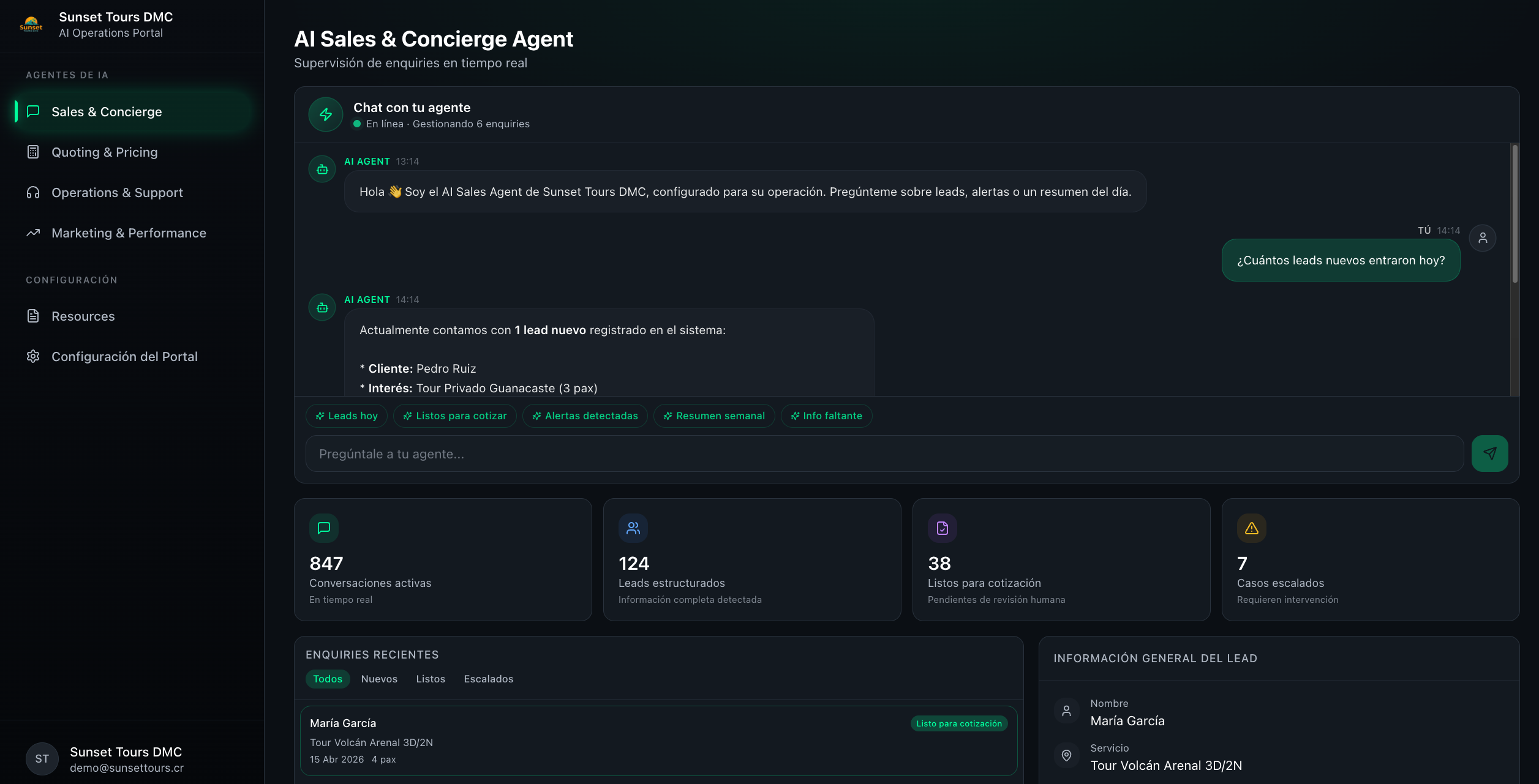 AI Operations Portal - Sales & Concierge Agent